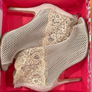 Elegant Lace Peep-Toe Ankle Boots